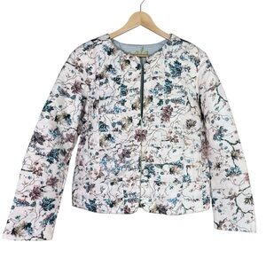 Azala Reversible Quilted Floral Jacket Medium Pink Light Blue NWT